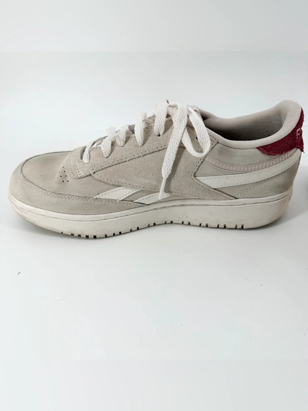Reebok Club C Double Revenge Stucco Sedona Rose Suede Platform Shoes Womens 9.5